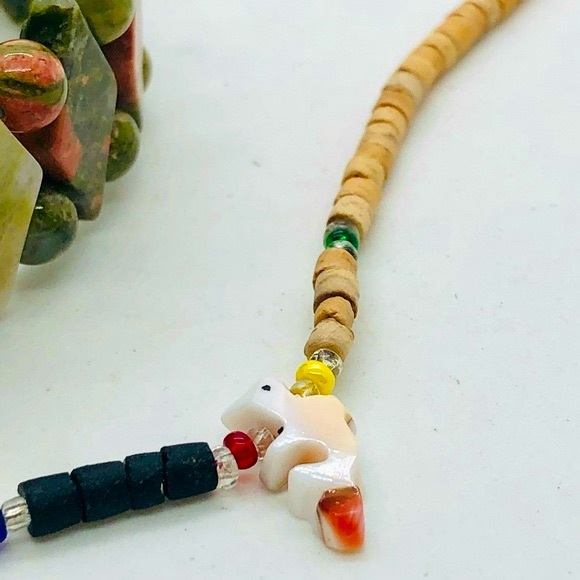 Vintage Heishi Fetish Animal Necklace & Unakite Bracelet - Picture 5 of 16